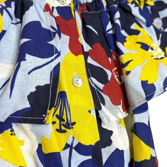 ZARA Floral Print Off The Shoulder Linen Blend Midi Dress XS - Picture 5 of 12